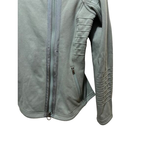 ATHLETA Cotton Blend Moto Jacket green Asymmetrical Zip Women's M - Picture 3 of 8
